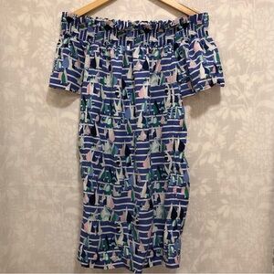 Vineyard Vines Off the Shoulder Sailboat Harbor Tencel Beach Summer Mini Dress